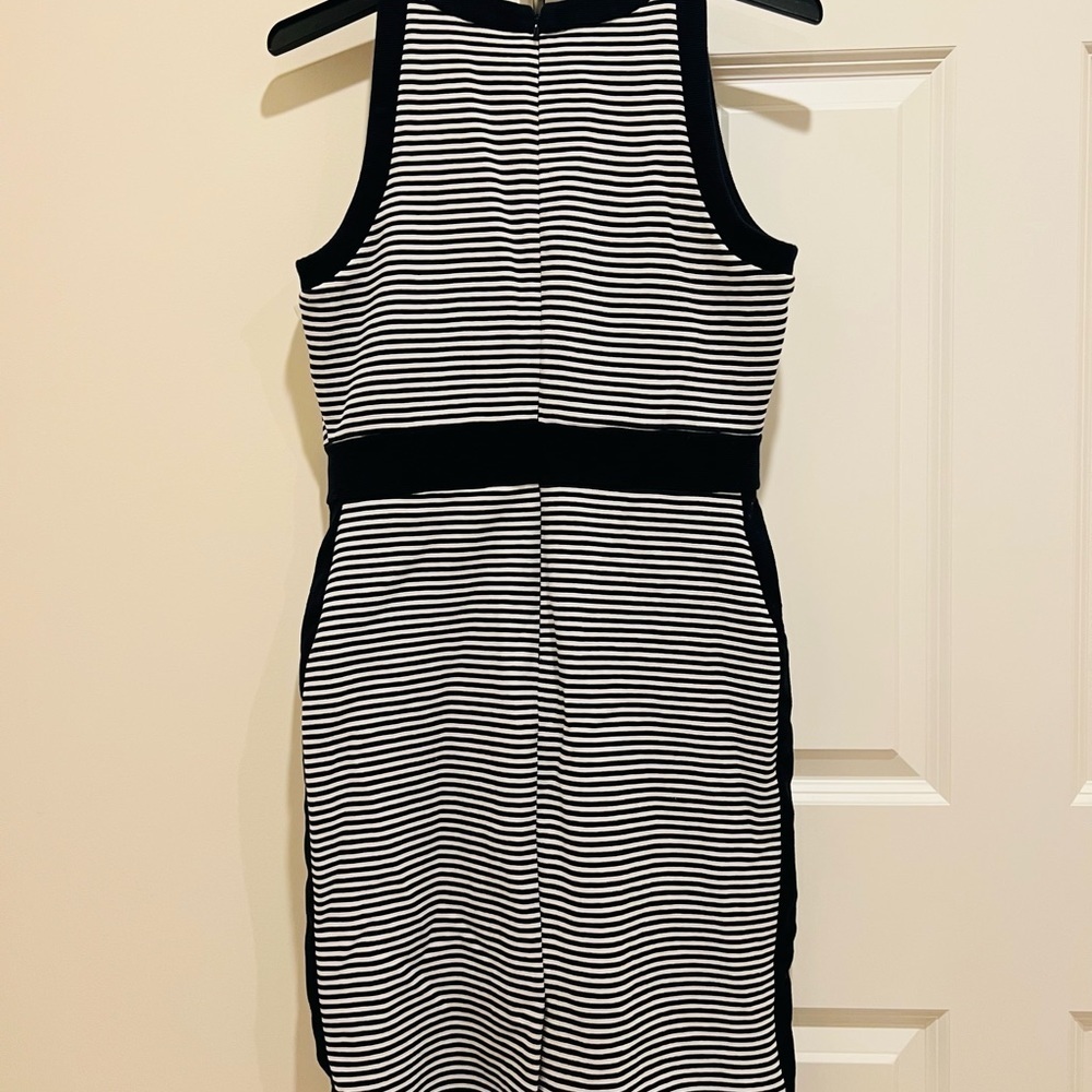 Ann Taylor size 8 white and navy striped dress with stretch.  Great condition! - Picture 6 of 8